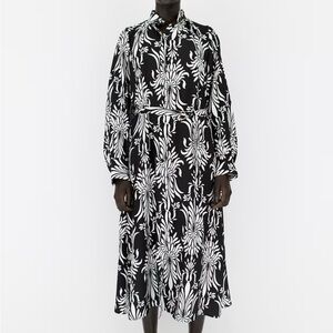 H&M Black and White Buttoned Sundress with Bishop Sleeves